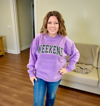 Lavender Weekend Printed Fleece Sweatshirt