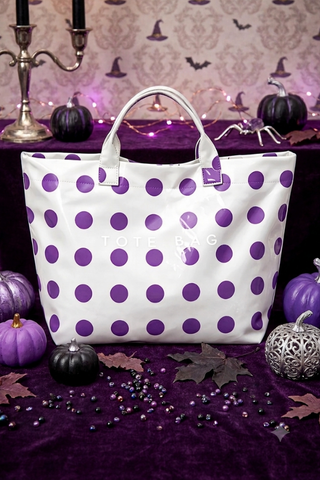 ETA 9/30-10/14 Purple Polka Dot Vinyl TOTE BAG