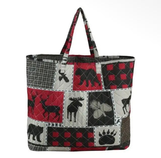 Rustic Cabin Wildlife Quilted Tote Bag