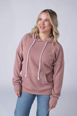 IN STOCK Kacey Ribbed Hoodie - Rose FINAL SALE