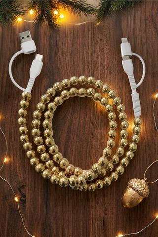 ETA 9/30-10/14 Gold Beaded Charging Cord