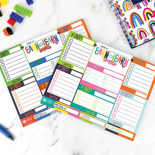 Earn & Learn® Kids Money Management Chore Chart Pad | Dry Erase Savings Tracker for School Age Kids - Denise Albright® 