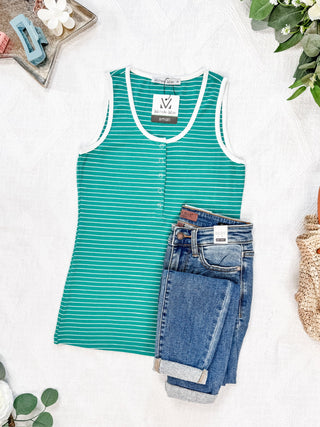IN STOCK Shiloh Button Snap Tank - Green FINAL SALE