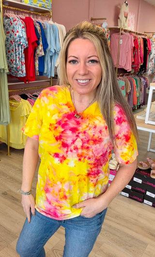 RTS Raspberry Lemonade Ice Dye Vneck