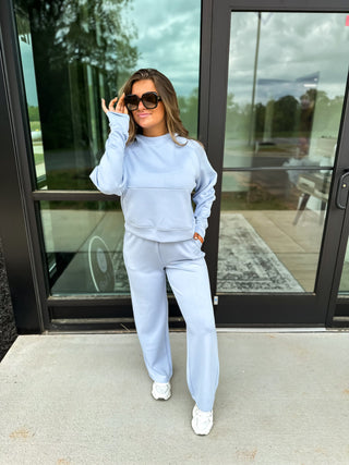 BIRDIE Light Blue Scuba Hooded Pullover