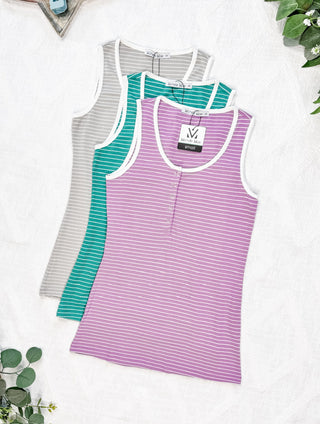 IN STOCK Shiloh Button Snap Tank - Grey FINAL SALE