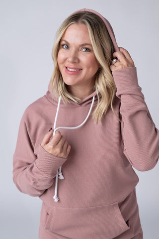 IN STOCK Kacey Ribbed Hoodie - Rose FINAL SALE