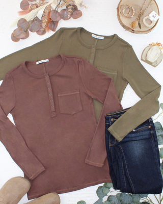 IN STOCK Georgia Long Sleeve Top - Olive