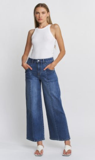 High Rise Seamed Denim Jeans
