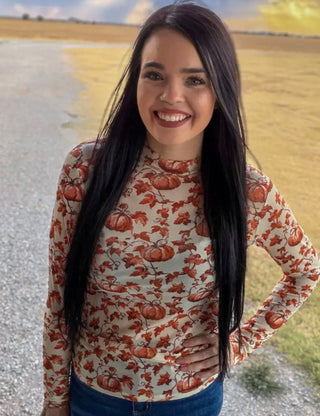Pumpkins & Petals Mesh Top
