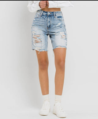 Sunny Days Distressed Bermuda Shorts
