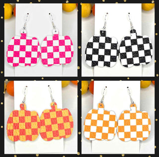 Checkered Pumpkin Earrings