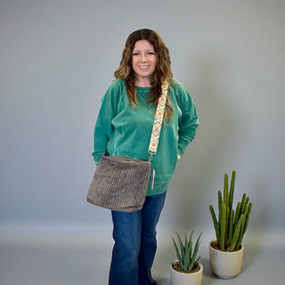 Corduroy Tote Bag With Guitar Strap