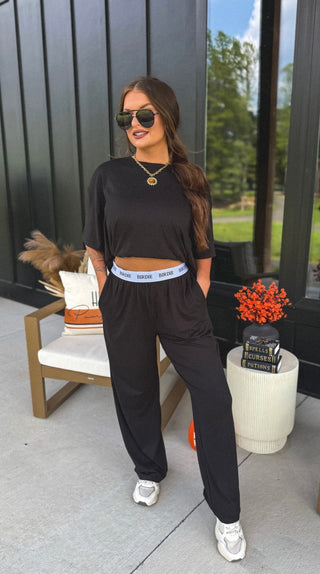BIRDIE PREORDER Tee & Boxer Pant Set in Black (SOLD AS SET)