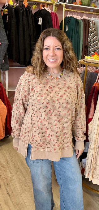 Almond Floral Knit Thermal