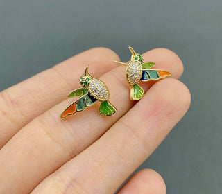 Rhinestone Hummingbird Earrings
