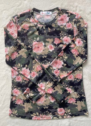 Camo Floral Mesh Top