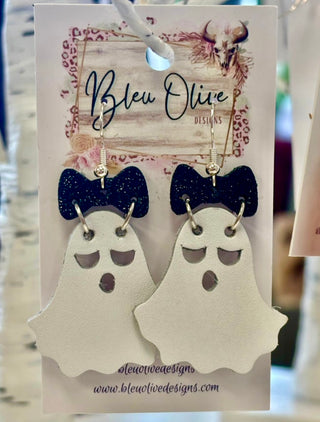 Black Bow Ghost Earrings