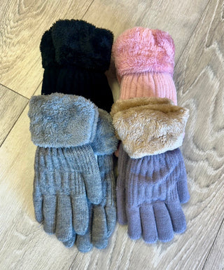 Knit Fur Gloves