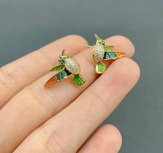 Rhinestone Hummingbird Earrings