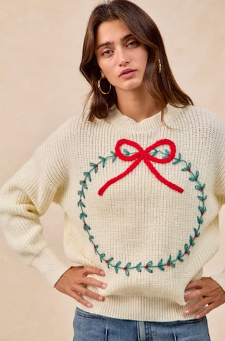 Christmas Wreath Knit Top