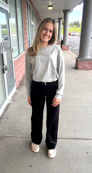 High Waisted Black Corduroy Jeans