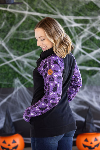IN STOCK Zoey ZipCowl Sweatshirt - I Put A Spell On You and Black FINAL SALE