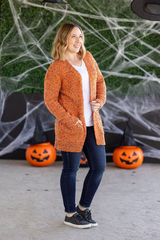 IN STOCK Carly Confetti Dot Cardigan - Pumpkin