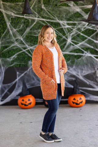 IN STOCK Carly Confetti Dot Cardigan - Pumpkin