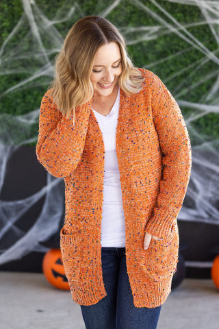 IN STOCK Carly Confetti Dot Cardigan - Pumpkin