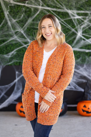 IN STOCK Carly Confetti Dot Cardigan - Pumpkin