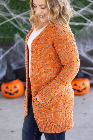 IN STOCK Carly Confetti Dot Cardigan - Pumpkin