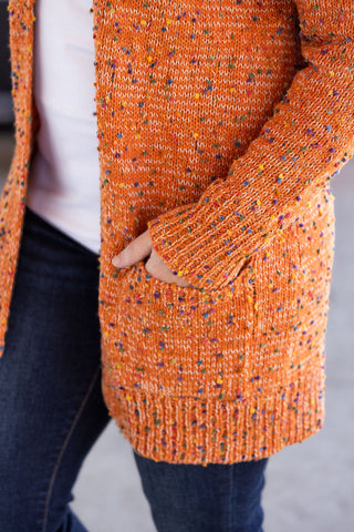 IN STOCK Carly Confetti Dot Cardigan - Pumpkin