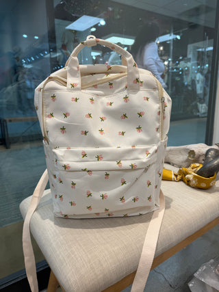 White Floral Backpack