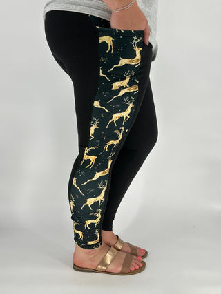 Golden Reindeer Side Leggings