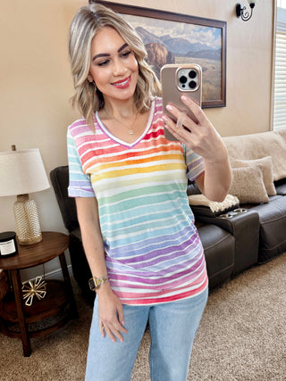 IN STOCK Sophie Top - Rainbow Stripes FINAL SALE