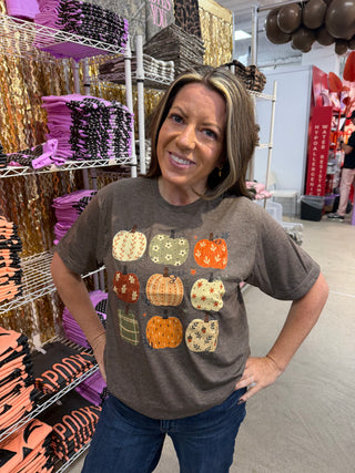 Pumpkin Collage TShirt - Market Exclusive - Heathered Brown