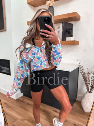 BIRDIE Summer Quarter Zip Pullover in Spring Duck Camo
