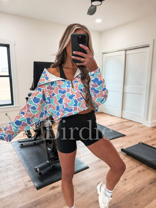 BIRDIE Summer Quarter Zip Pullover in Spring Duck Camo