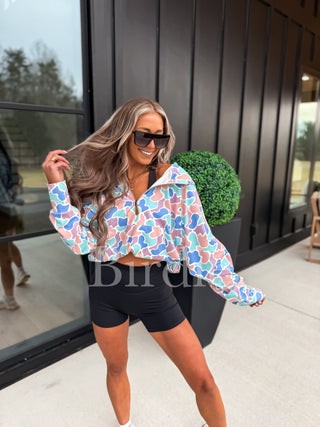 BIRDIE Summer Quarter Zip Pullover in Spring Duck Camo