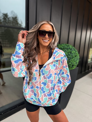 BIRDIE Summer Quarter Zip Pullover in Spring Duck Camo