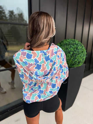 BIRDIE Summer Quarter Zip Pullover in Spring Duck Camo