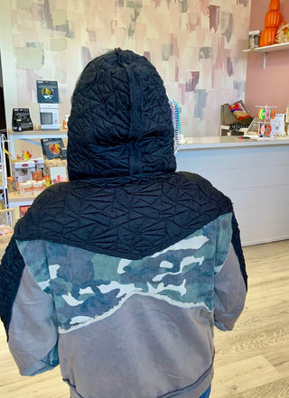 Quilted Camo Zip Up Jacket