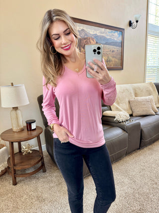 IN STOCK Larissa Long Sleeve Top - Rose