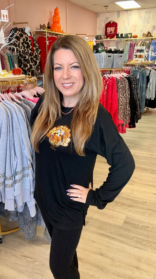 Sequin Turkey Long Sleeve Top