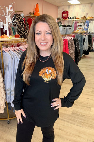 Sequin Turkey Long Sleeve Top
