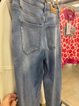 Straight-Leg Jeans with Rhinestones