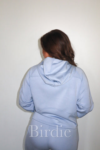 BIRDIE Light Blue Scuba Hooded Pullover