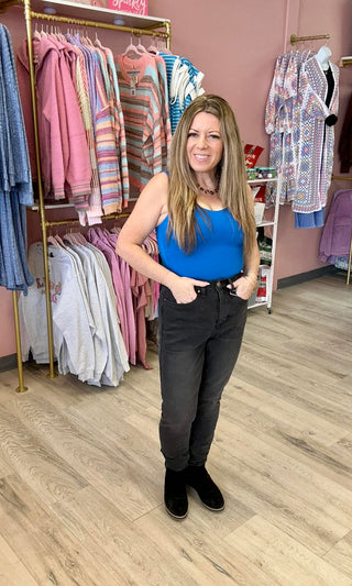 Sophie High Rise Faded Black Skinny Jeans