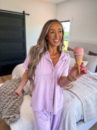 BIRDIE Short Sleeve PJ Set in Sugar Plum Scoop (sold as set)